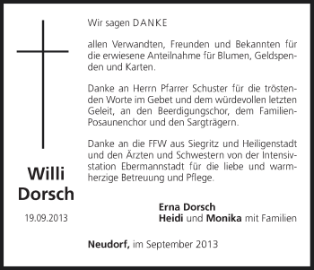 Anzeige von Willi Dorsch von MGO