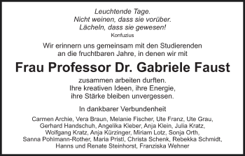 Anzeige von Gabriele Faust von MGO