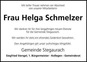 Anzeige von Helga Schmelzer von MGO