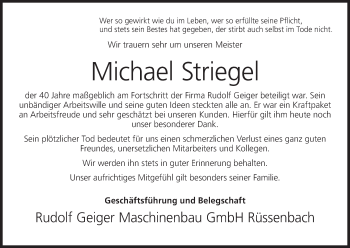 Anzeige von Michael Striegel von MGO