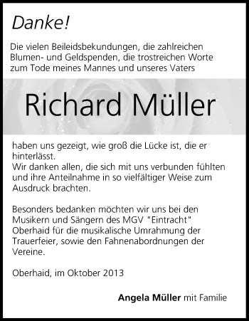 Anzeige von Richard Müller von MGO