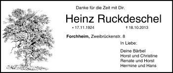 Anzeige von Heinz Ruckdeschel von MGO