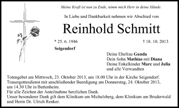 Anzeige von Reinhold Schmitt von MGO