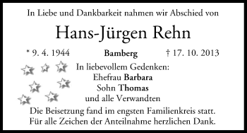 Anzeige von Hans-Jürgen Rehn von MGO