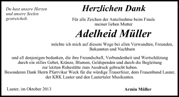 Anzeige von Adelheid Müller von MGO