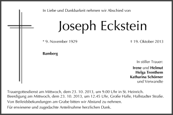 Anzeige von Joseph Eckstein von MGO