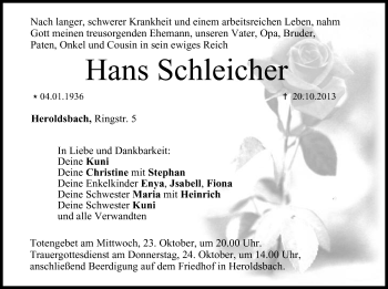 Anzeige von Hans Schleicher von MGO