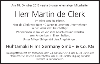 Anzeige von Martin de Clerk von MGO