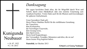 Anzeige von Kunigunda Neubauer von MGO