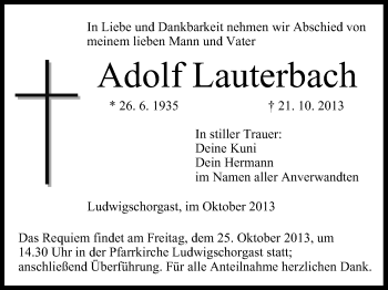 Anzeige von Adolf Lauterbach von MGO