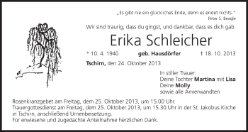 Anzeige von Erika Schleicher von MGO