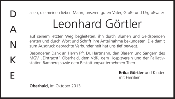 Anzeige von Leonhard Görtler von MGO