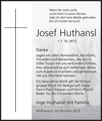 Anzeige von Josef Huthansl von MGO