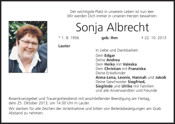 Anzeige von Sonja Albrecht von MGO