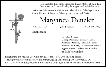 Anzeige von Margareta Denzler von MGO