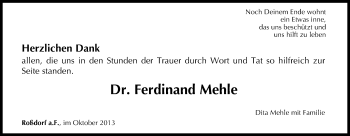 Anzeige von Ferdinand Mehle von MGO