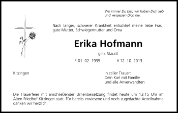 Anzeige von Erika Hofmann von MGO
