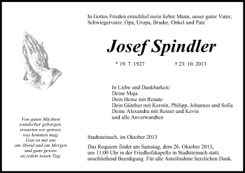 Anzeige von Josef Spindler von MGO