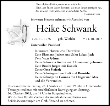 Anzeige von Heike Schwank von MGO