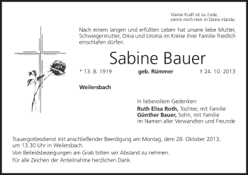 Anzeige von Sabine Bauer von MGO