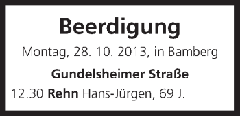 Anzeige von Beerdigung vom 28.10.2013 von MGO