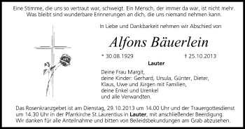 Anzeige von Alfons Bäuerlein von MGO