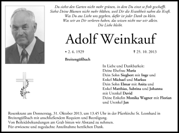 Anzeige von Adolf Weinkauf von MGO