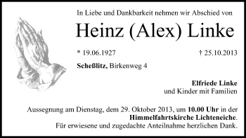 Anzeige von Heinz Linke von MGO