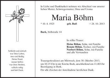 Anzeige von Maria Böhm von MGO