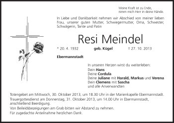 Anzeige von Resi Meindel von MGO