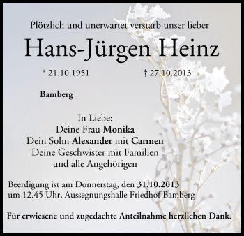 Anzeige von Hans-Jürgen Heinz von MGO