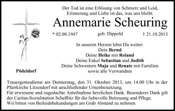 Anzeige von Annemarie Scheuring von MGO