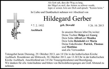 Anzeige von Hildegard Gerber von MGO