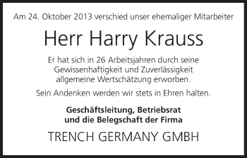 Anzeige von Harry Krauss von MGO