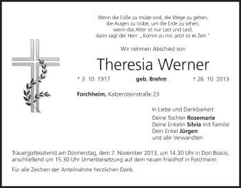 Anzeige von Theresia Werner von MGO
