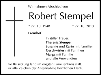 Anzeige von Robert Stempel von MGO
