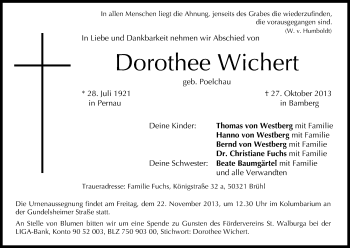 Anzeige von Dorothee Wichert von MGO