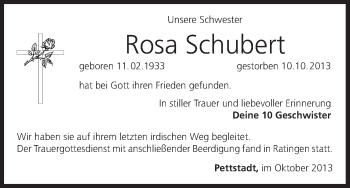 Anzeige von Rosa Schubert von MGO