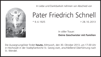 Anzeige von Friedrich Schnell von MGO