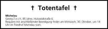 Anzeige von Totentafel vom 30.10.2013 von MGO