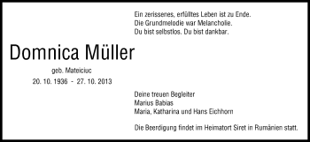 Anzeige von Domnica Müller von MGO