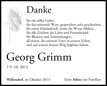Anzeige von Georg Grimm von MGO