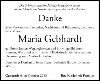 Anzeige von Maria Gebhardt von MGO