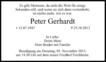 Anzeige von Peter Gerhardt von MGO