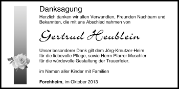 Anzeige von Gertrud Heublein von MGO