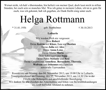 Anzeige von Helga Rottmann von MGO
