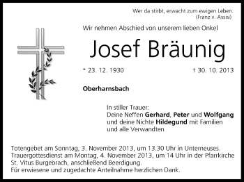 Anzeige von Josef Bräunig von MGO