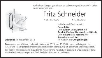 Anzeige von Fritz Schneider von MGO