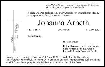 Anzeige von Johanna Arneth von MGO