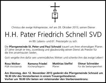 Anzeige von Friedrich Schnell von MGO